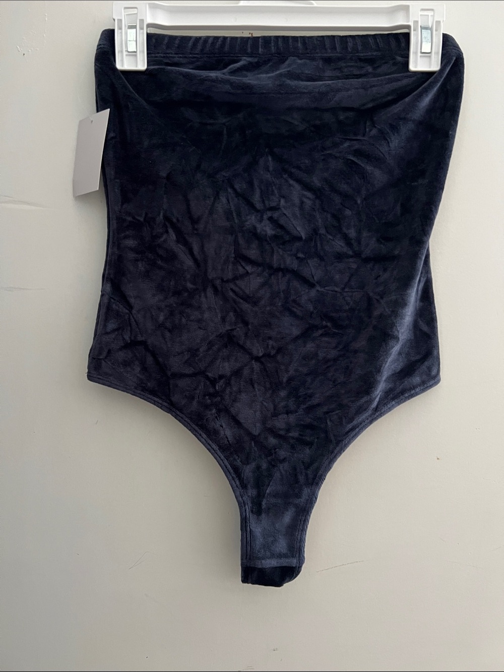 American Apparel Velvet High-Cut Bodysuit - Navy